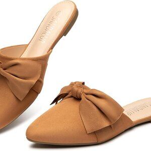 Sz 9 SANDALUP Brown Bow Mules Slip On Shoes